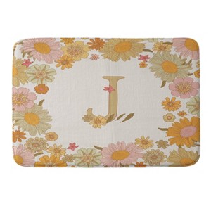 Deny Designs Iveta Abolina Retro Florals 70s Memory Foam Bath Mat Cream - 1 of 4