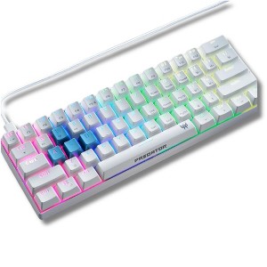 Acer Predator Aethon 330 Gaming Keyboard | White | 61-Key | Kailh Blue Switches RGB Lighting N-Key Rollover | Wired+Bluetooth Dual Mode - 1 of 4