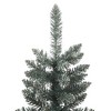 vidaXL 6 ft Slim Artificial Christmas Tree with White Snow & Stand – Green PVC Winter Xmas Decoration for Narrow Spaces - 3 of 4