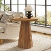 Tribesigns Solid Wood End Table, 19" Round Side Table with Fluted Base, Small Bedside Table for Living Room, Small Space, Brown - 4 of 4