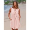 EXLURA Women's Summer Spring Pleated Tie Front Mini Dress Casual Beach Sundress 2025 Vacation Bow Sleeveless Loose Dresses - 2 of 4