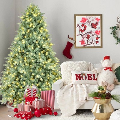 Whisen 4FT Artificial Pre-Lit Christmas Tree, 150 LED Lights, 592 PE+PVC Tips, Hinged Branches, Sturdy Metal Stand