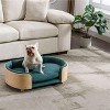 Bulldog Large Dog Beds With Removable Washable Cover, Velvet Cushion With Solid Wood legs and Bent Wood Back-The Pop Home - 3 of 4