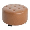 Sapphtopaz Modern Ottoman with Button Tufted Upholstered Round Foot Stool with Wooden Legs Shoe Bench Footstool for Living Room, Entryway - 2 of 4