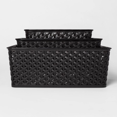 3pc Y Weave Cube Storage Box Black Room Essentials Target