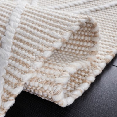 Natural Ivory Kilim Flatweave Geometric Wool Rug, 8' x 10'