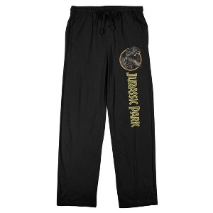 Jurassic Park Title Art Men's Black Sleep Pajama Pants - 1 of 3