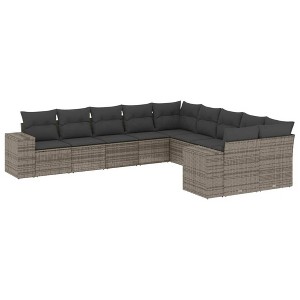 vidaXL Garden Sofa Set Grey PE wicker Large Modular Garden Sofa Set - 1 of 4