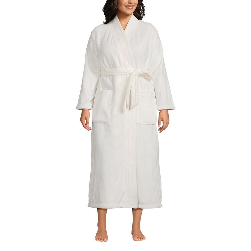 Lands' End Women's Cozy Plush Long Wrap Robe, 1 of 4