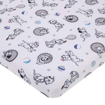 Disney 101 Dalmatians Gray, Black, White, and Blue Puppies Super Soft Nursery Fitted Mini Crib Sheet