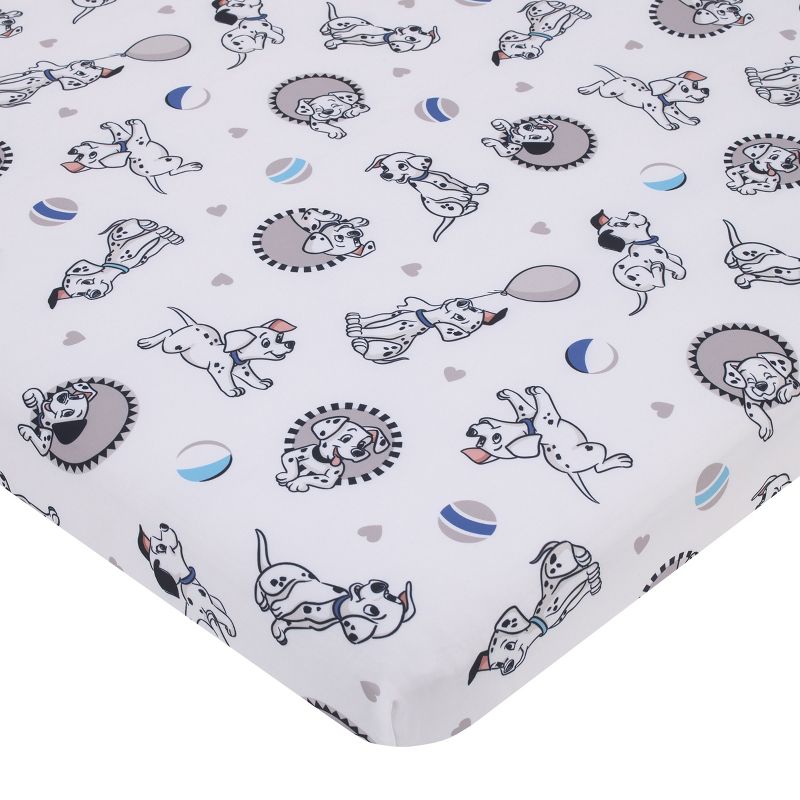 Disney 101 Dalmatians Gray, Black, White, and Blue Puppies Super Soft Nursery Fitted Mini Crib Sheet, 1 of 5