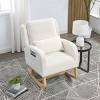 Modern Lounge Rocker Recliner,Teddy Fabric Rocking Chair With Pockets,Comfy Accent Arm Chair With Solid Wood Legs,Leisure Chairs-Cuddlewood - 3 of 4