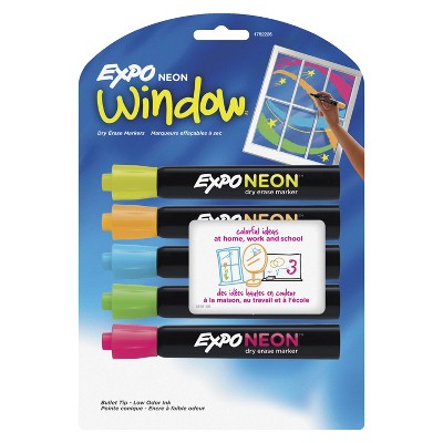 EXPO Low Odor Non-Toxic Dry Erase Marker, Bullet Tip, Assorted Neon, set of 5