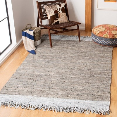 Handcrafted Vintage Leather 3' x 5' Reversible Area Rug in Brown