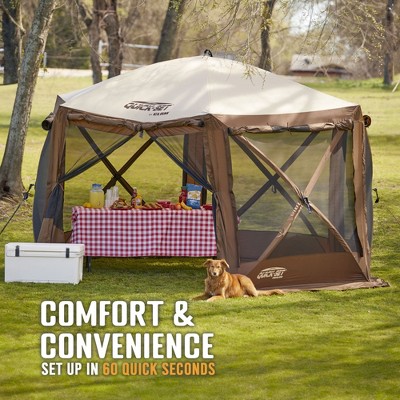 Quick-Set Green and Brown Portable Outdoor Camping Gazebo Shelter