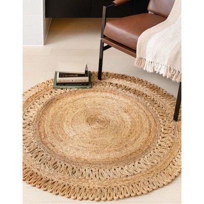 Handmade Natural Braided Jute Round Indoor Area Rug