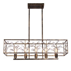 LLHZSY 5-Light Vintage Pendant Ceiling Lights Farmhouse Industrial Chandelier With Crystal Flower-35 2/5" - 1 of 4