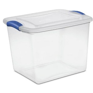 Racxily Sterilite 27 Qt. Clear Plastic Storage Bin, Clear Plastic Storage Container with Lid and Blue Latches - 1 of 1