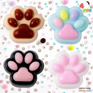 Joyfy 4 Pcs Taba Paw Squeeze Toys Colorful Kawaii Mochi Fufu Sensory Toys, Cat Paw Taba Squeeze Squishies Toy for Party Favors, Gifts for Adults Kids - 1 of 4
