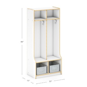 Guidecraft EdQ 2-Section Wooden Storage Locker with Bench Seat for Classroom, Kids Cubby Organizer with Shelves and Hooks for Coats - 1 of 4