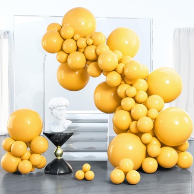 PartyWoo Balloons Mustard Yellow Fall Color Orange Yellow 18 12 10 5 Inch 100 pcs