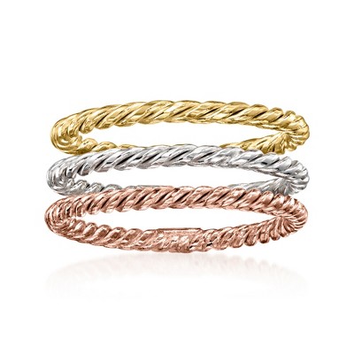 Ross-Simons 18kt Tri-Colored Gold Jewelry Set: 3 Roped Rings