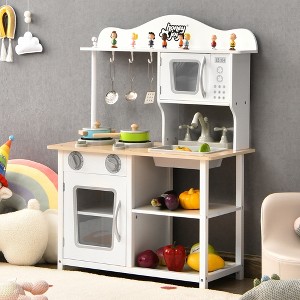 Costway Wooden Pretend Play Kitchen Set for Kids Toddlers w/ Accessories & Sink - 1 of 4