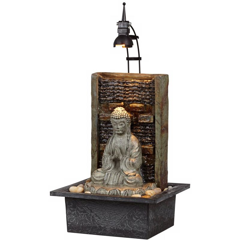 John Timberland Namaste Buddha Zen Waterfall Indoor Tabletop Water Fountain with LED Light 11 1/2" for Table Office Desk Home Bedroom Meditation, 4 of 8