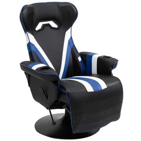 HOMCOM Gaming Recliner, Racing Style Video Gaming Chair with Adjustable  Backrest and Footrest, High Back Swivel Computer Chair with Lumbar Support  and Headrest, Blue