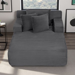 Velvet Single Lazy Sofa Lounge Chair with High-Density Foam & Fluffy Comfort - 1 of 4