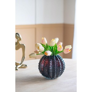 ORRD Amber Glass Vase, Textured Round Hand Blown Vase for Centerpiece, Fall Home Decor Gift, Modern Art - 1 of 4