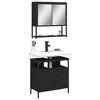 vidaXL 2 Piece Bathroom Furniture Set - Black Engineered Wood - Wall-Mounted Mirror & Sink Cabinet - Space-Saving Design - 2 of 4