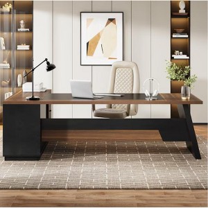 GDFStudio Layla Modern L-Shaped Executive Desk with 2 Drawers and Storage Compartments - 1 of 4