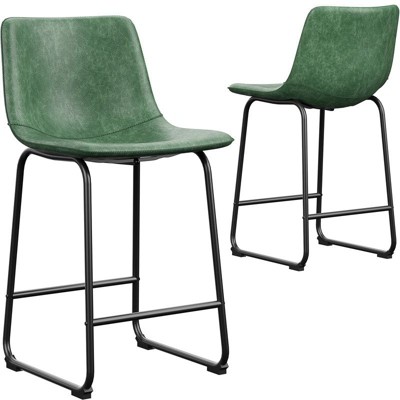 Gikpal Barstools, Counter Height Bar Stools with Back, Modern PU Leather Armless Chairs with Footrest and Metal Legs, for Kitchen Living Room Pub