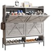 Shoe Cabinet with 4 Flip Drawers,Narrow Shoe Cabinet Storage,Freestanding Shoe Storage Cabinet Organizer,Dry and Wet Separation with Metal Legs - 2 of 4