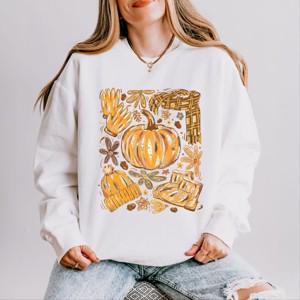 Simply Sage Market Fall Pumpkin Collage Glitter Lightweight Garment Dyed Sweatshirt - 1 of 4