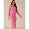 Seta T Women's Two Piece Outfit Fall Winter V Neck Cardigan And Midi Skirts Sweater Sets - 2 of 4