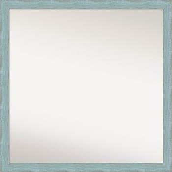 28" x 28" Non-Beveled Sky Blue Rustic Wood Wall Mirror - Amanti Art