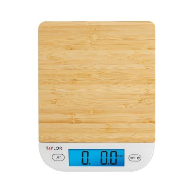 Taylor Digital Bamboo Kitchen Scale with Blue Backlight Display