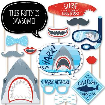 Big Dot of Happiness Shark Zone - Jawsome Party or Birthday Party Photo Booth Props Kit - 20 Count