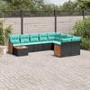 vidaXL 10 Piece Garden Sofa Set with Cushions - Black Poly Rattan - 2 of 4