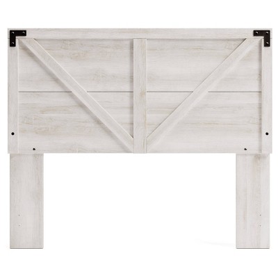 Whitewash Wood Queen Panel Headboard with Crossbuck Detail