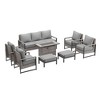 Sonkuki Patio Sofa Set with 45'' Fire Pit Table, All-Weather PE Rattan Wicker Patio Conversation Couch with Cushion - 2 of 4