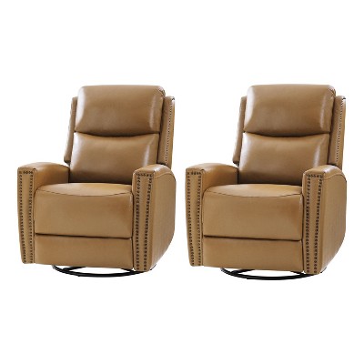 Set of 2 Hilario 30.31''Wide Genuine Leather Swivel Rocker Recliner | ARTFUL LIVING DESIGN
