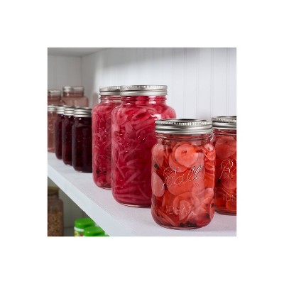 Set of 4 Pink Glass Mason Jars with Lids