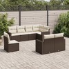 vidaXL 8 Piece Patio Sofa Set with Cushions - Brown and Cream Without Table - 2 of 4