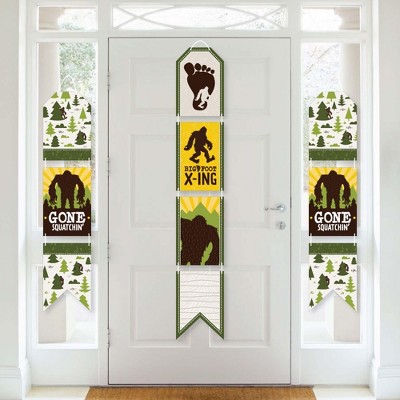 Big Dot of Happiness Sasquatch Crossing - Hanging Vertical Paper Door Banners - Bigfoot Party or Birthday Party Wall Decor Kit - Indoor Door Decor