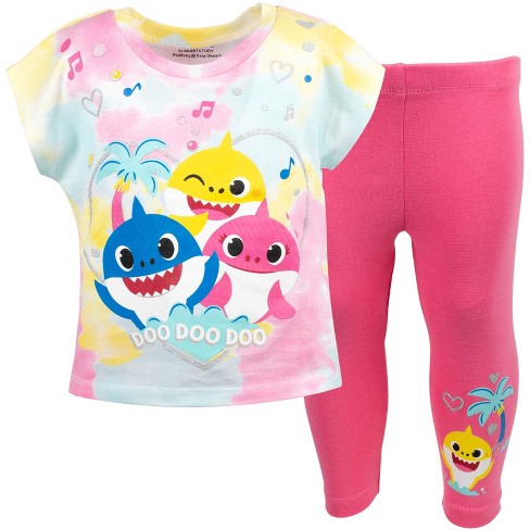 Pinkfong Baby Shark Daddy Mommy Toddler Girls Graphic T-Shirt & Leggings  Pink 4T