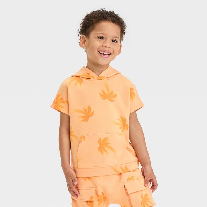 Grayson Mini Toddler Boys' French Palm Tree Hoodie T-Shirt - Orange, 1 of 5