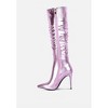 New Expession Metallic Ruched Stiletto Calf Boots Women - 4 of 4